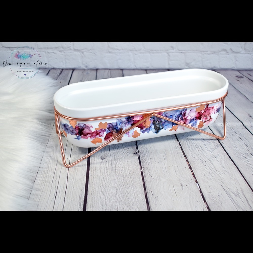 Rose gold, cranberry & navy planter - Picture 3 of 8